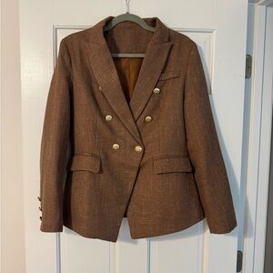 Brown Double-Breasted Women's Blazer